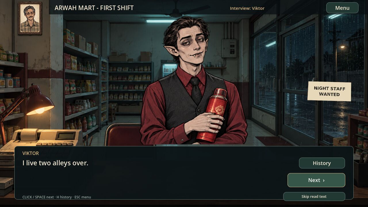 Viktor holding a red thermos