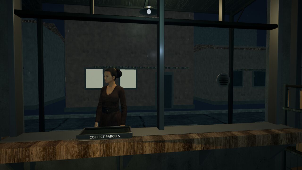 Looking out of the depot window at night