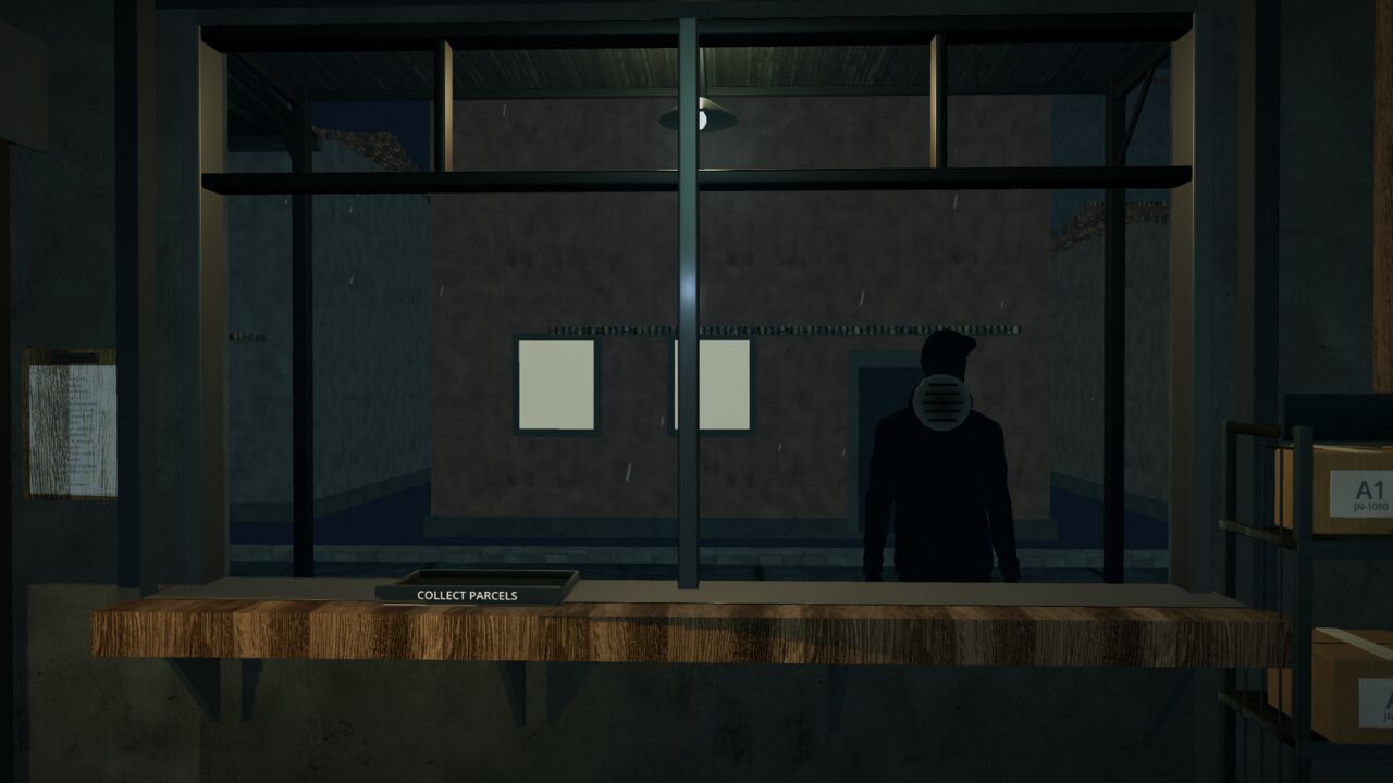 A figure waiting at the collection counter